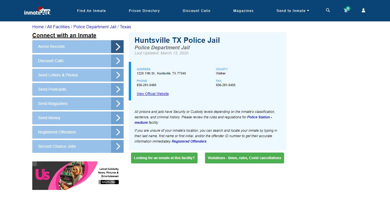 Huntsville TX Police Jail & Inmate Search - Huntsville, TX